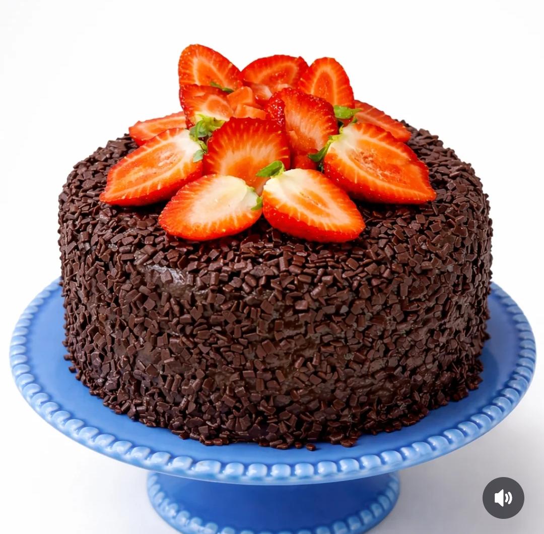 Bolo de chocolate com morango